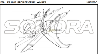 F06 FR UND. SPOILER-FR R / L WINKER para HU05W-C MIO 50 Recambio Calidad Superior