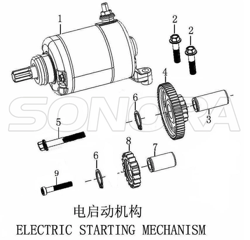 Motor de arranque Zongshen NC250 Motor Kayo BSE Xmotos Apollo Piezas originales