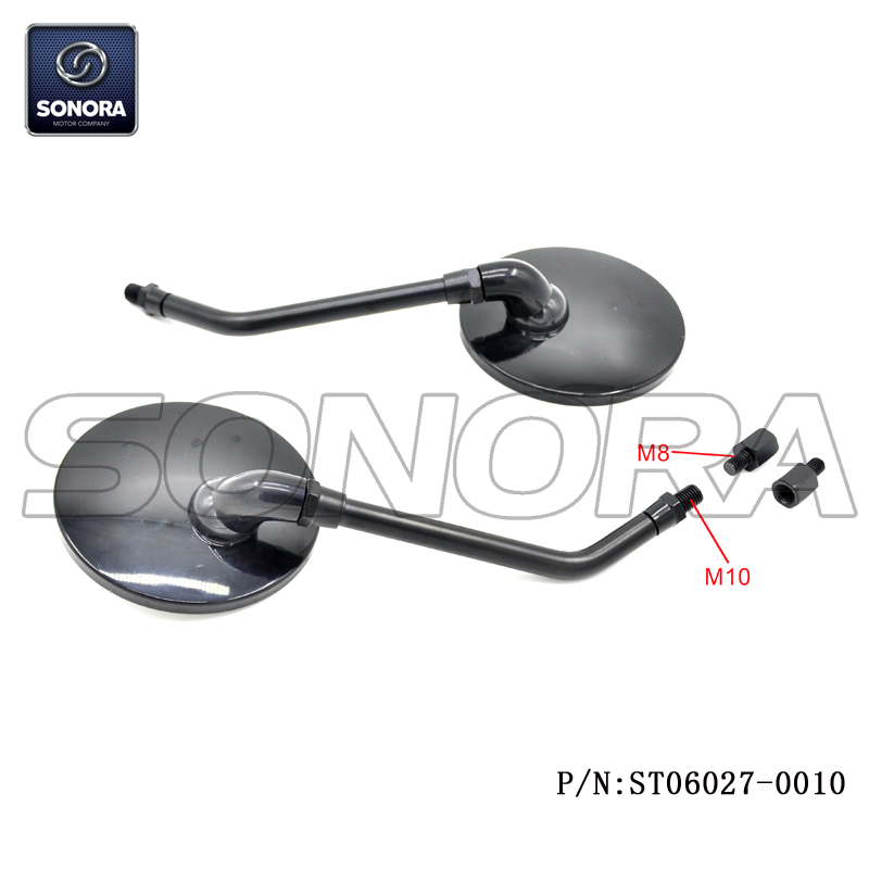 Vespa Mirror negro M8 con adaptador M10 (P / N: ST06027-0010) alta calidad