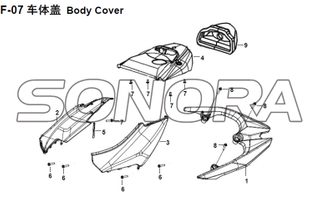 F-07 Body Cover XS150T-8 CROX para SYM Repuesto de calidad superior