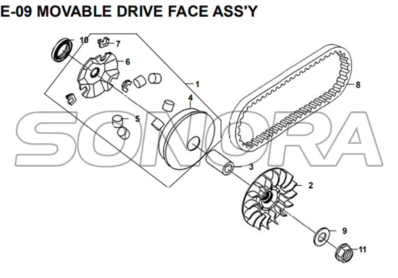 E-09 CONJUNTO DE CARA DE UNIDAD MÓVIL para XS175T SYMPHONY ST 200i Pieza de repuesto de alta calidad