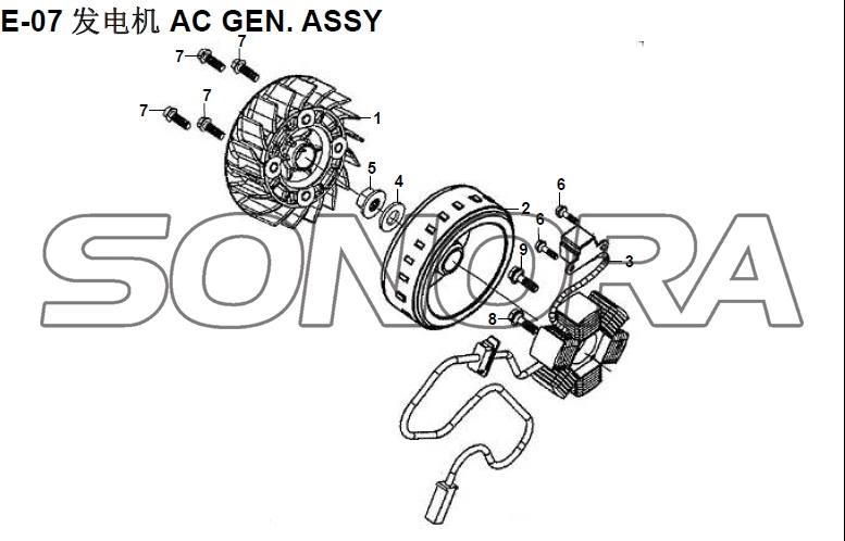 E-07 AC GEN. ASSY XS150T-8 CROX para SYM Repuesto de calidad superior