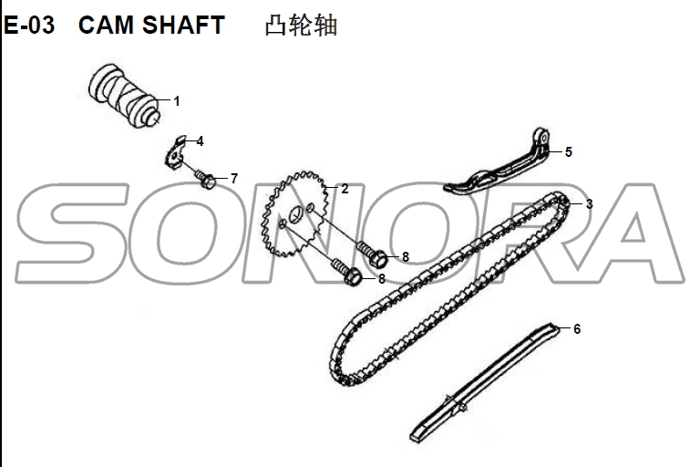 E-03 EJE DE LEVAS para XS125T-16A Fiddle III Repuesto de primera calidad