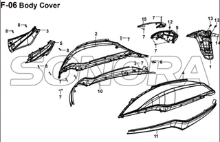 F-06 Body Cover para XS175T SYMPHONY ST 200i Recambio Calidad superior