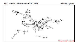 F03 CABLE SWITCH MANGO PALANCA FIDDLE 125 AW05W-C Para SYM Repuesto de calidad superior