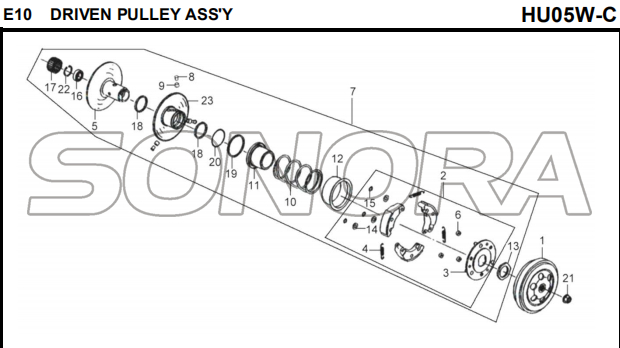 E10 Assy Driven Pulley para HU05W-C MIO 50 Pieza de repuesto de calidad superior