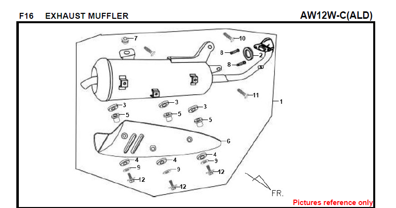 F16 ESCAPE SILENCIADOR FIDDLE 125 AW05W-C Para SYM Repuesto de calidad superior
