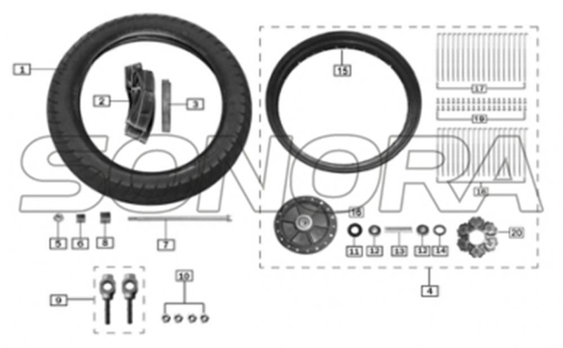 Rueda trasera para ZONGSHEN RX3 REPUESTOS DE PRIMERA CALIDAD
