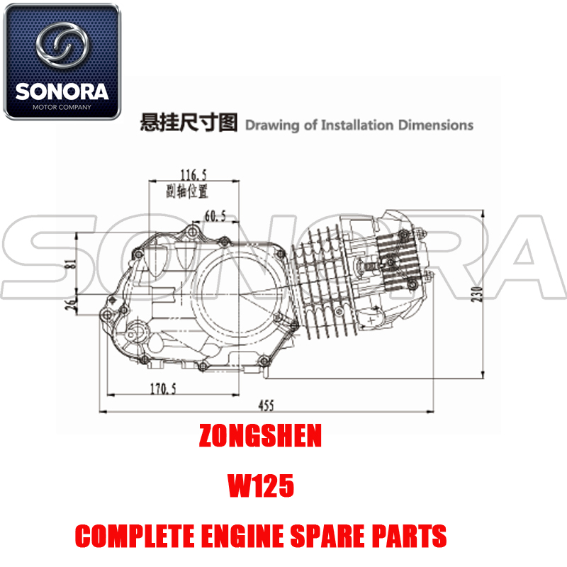 Zongshen W125 Repuestos para motores completos Piezas originales