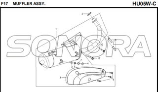 Assy Muffler F17 para HU05W-C MIO 50 Pieza de repuesto de calidad superior
