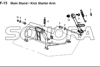 F-15 Soporte principal Kick Starter Arm JET 14 XS175T-2 Para SYM Repuesto de calidad superior