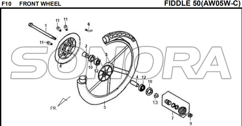 F10 RUEDA DELANTERA FIDDLE 50 AW05W-C Para SYM Repuesto de calidad superior