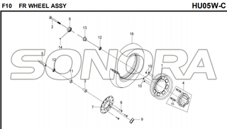 F10 FR WHEEL ASSY para HU05W-C MIO 50 Repuesto de calidad superior