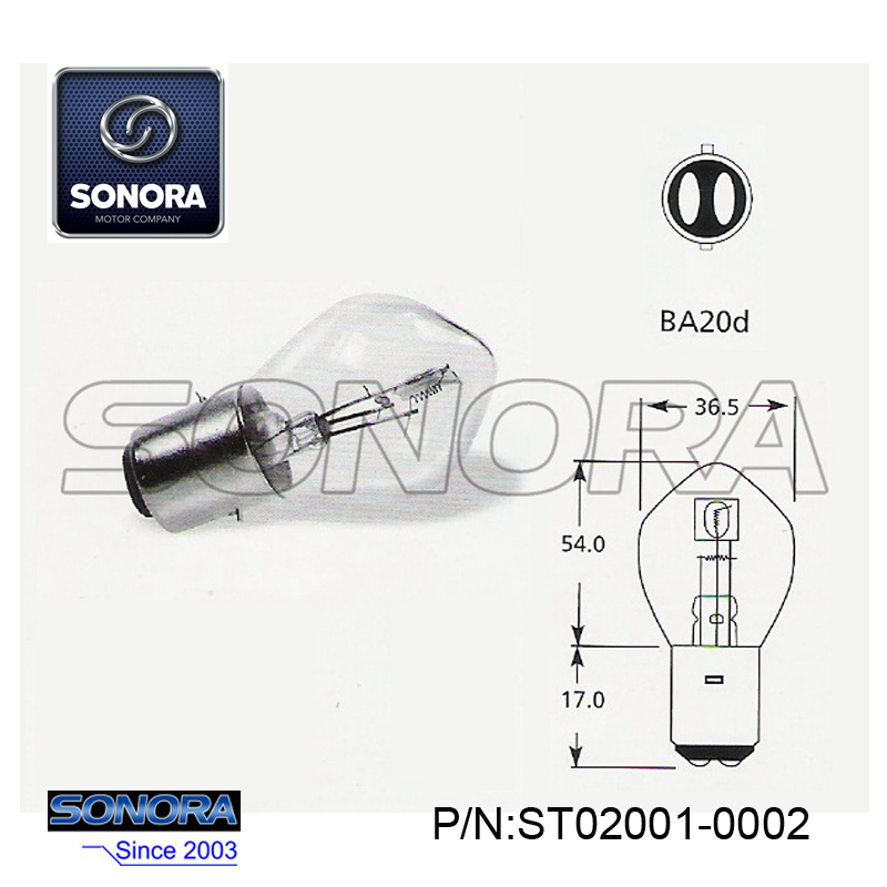 SCOOTER BAOTIAN HEAD LIGHT BULD 12V 35W S2 Ba20d (P / N: ST02001-0002) CALIDAD SUPERIOR