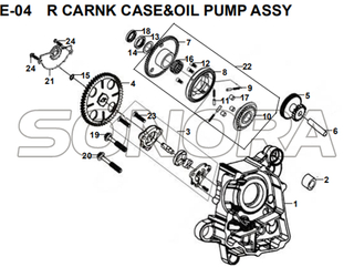 E-04 R CARNK CASE & OIL BUMP ASSY para XS175T SYMPHONY ST 200i Repuesto de calidad superior
