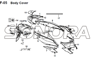 F-05 Body Cover JET 14 XS175T-2 para SYM Repuesto de calidad superior
