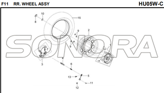 F11 RR. CONJUNTO DE RUEDAS para HU05W-C MIO 50 Repuesto de calidad superior