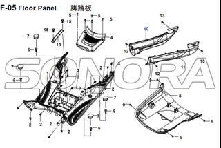Panel de piso F-05 para XS125T-16A Fiddle III Repuesto de alta calidad