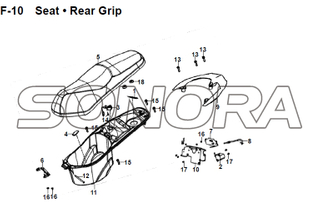 Agarre trasero del asiento F-10 JET 14 XS175T-2 para pieza de repuesto SYM de alta calidad