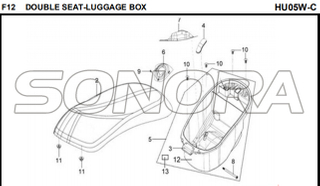 F12 CAJA DOBLE ASIENTO-EQUIPAJE para HU05W-C MIO 50 Recambio Calidad Superior