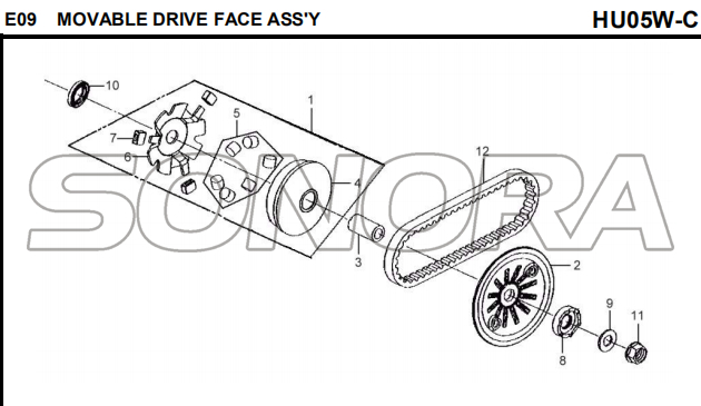 E09 Movable Drive Face Assy for HU05W-C MIO 50 Pieza de repuesto de la pieza superior