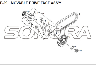 E-09 MOVABLE DRIVE FACE ASSY JET 14 XS175T-2 Para SYM Repuesto de calidad superior