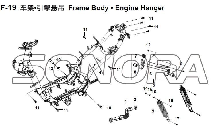 Cuerpo del marco F-19 • Soporte del motor XS150T-8 CROX para SYM Repuesto de calidad superior