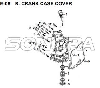 CUBIERTA DE CAJA DE CIGÜEÑAL E-06 R. para XS175T SYMPHONY ST 200i Recambio Calidad Superior